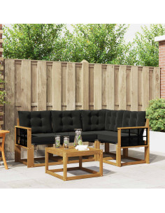 Set di divani con cuscino 5 pcs Naturale e Nero