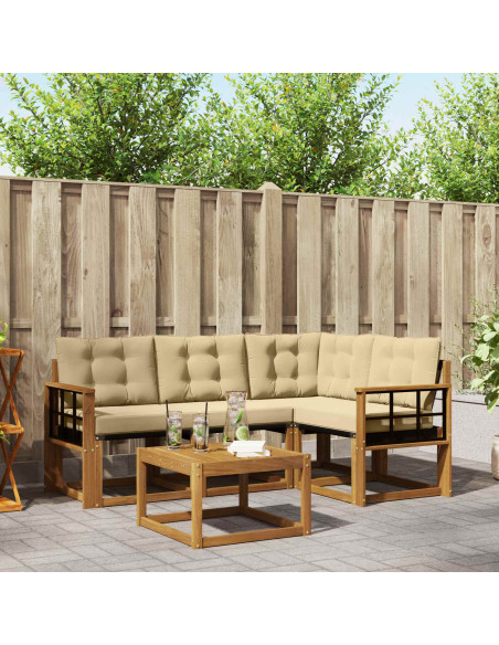 Set di divani con cuscino 5 pcs Naturale e Beige