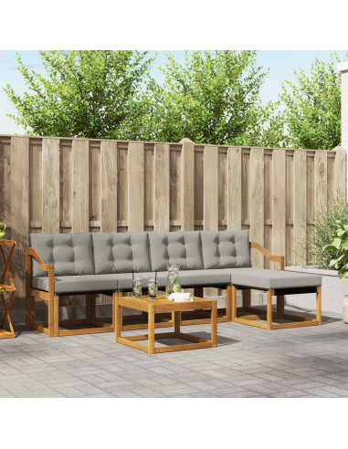 Set di divani con cuscino 6 pcs Grigio Naturale e Chiaro