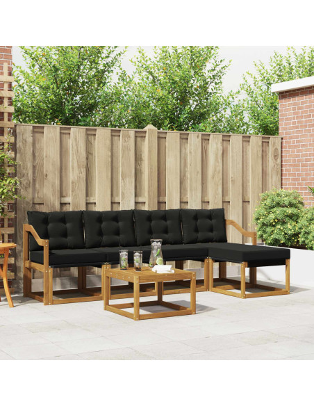 Set di divani con cuscino 6 pcs Naturale e Nero