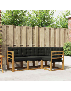 Set di divani con cuscino 4 pcs Naturale e Nero