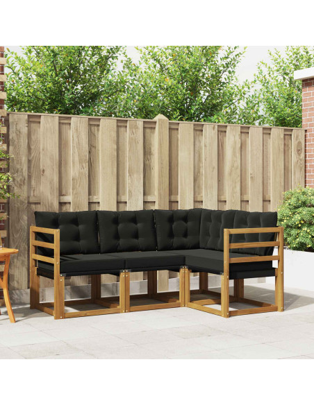 Set di divani con cuscino 4 pcs Naturale e Nero