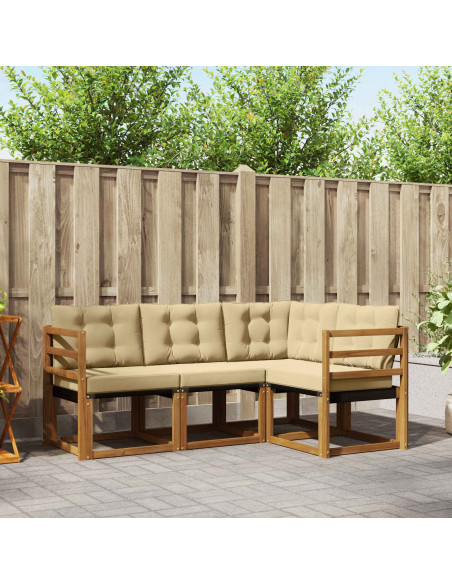 Set di divani con cuscino 4 pcs Naturale e Beige