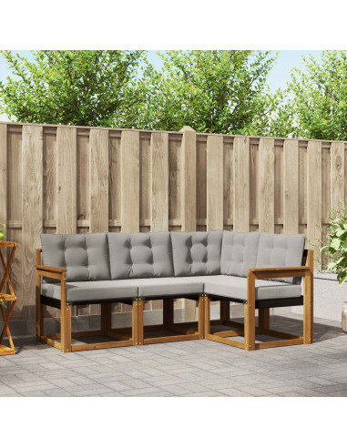 Set di divani con cuscino 4 pcs Grigio Naturale e Chiaro