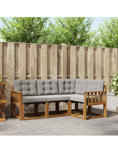 Set di divani con cuscino 4 pcs Grigio Naturale e Chiaro