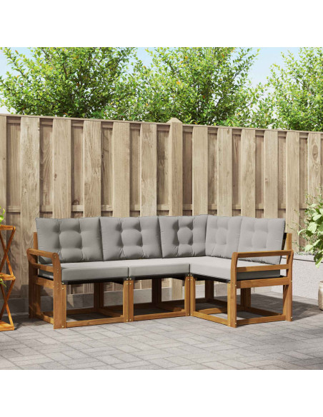 Set di divani con cuscino 4 pcs Grigio Naturale e Chiaro