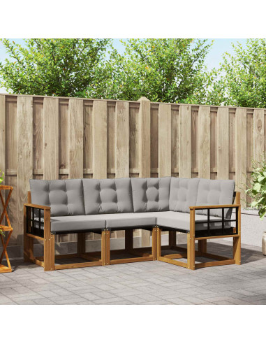 Set di divani con cuscino 4 pcs Grigio Naturale e Chiaro