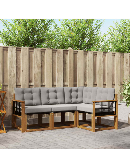 Set di divani con cuscino 4 pcs Grigio Naturale e Chiaro