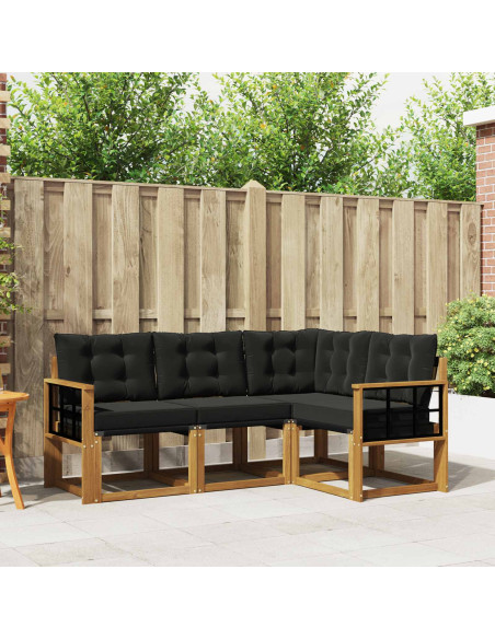 Set di divani con cuscino 4 pcs Naturale e Nero