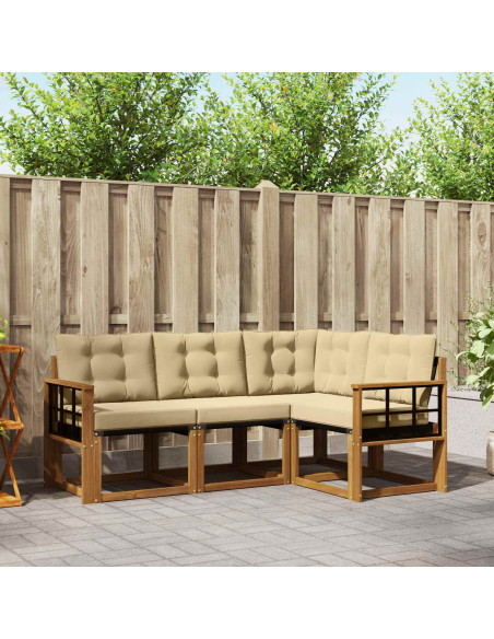 Set di divani con cuscino 4 pcs Naturale e Beige