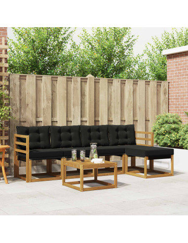 Set di divani con cuscino 6 pcs Naturale e Nero