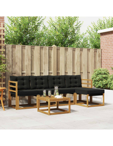 Set di divani con cuscino 6 pcs Naturale e Nero