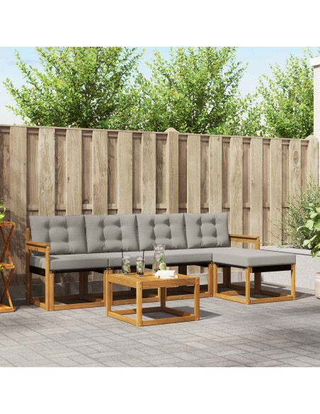Set di divani con cuscino 6 pcs Grigio Naturale e Chiaro