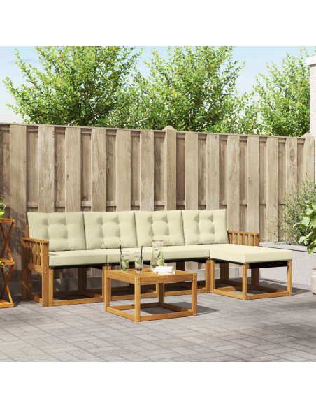 Set di divani con cuscino 6 pcs Naturale e Crema