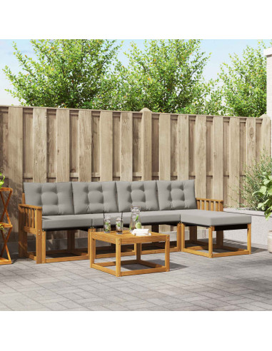 Set di divani con cuscino 6 pcs Grigio Naturale e Chiaro