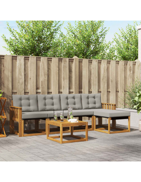 Set di divani con cuscino 6 pcs Grigio Naturale e Chiaro