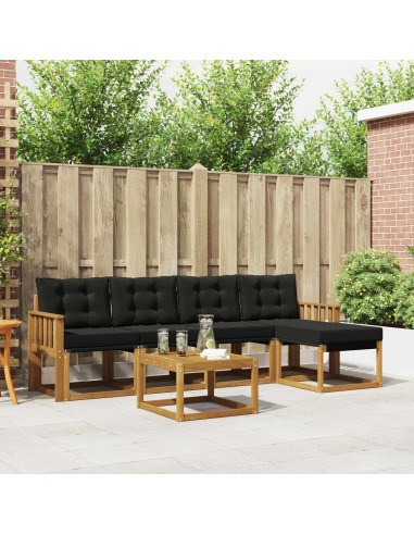 Set di divani con cuscino 6 pcs Naturale e Nero