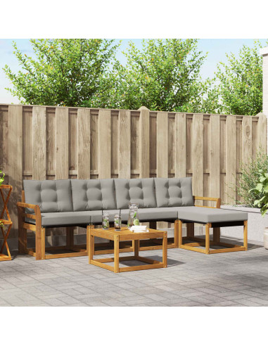 Set di divani con cuscino 6 pcs Grigio Naturale e Chiaro
