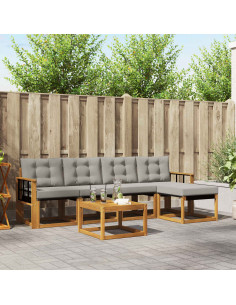 Set di divani con cuscino 6 pcs Grigio Naturale e Chiaro