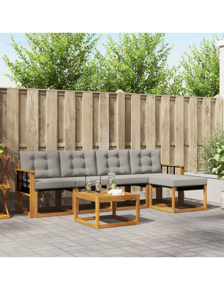 Set di divani con cuscino 6 pcs Grigio Naturale e Chiaro