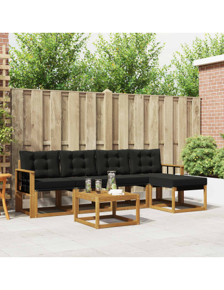 Set di divani con cuscino 6 pcs Naturale e Nero