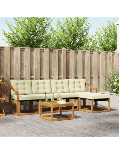 Set di divani con cuscino 6 pcs Naturale e Crema