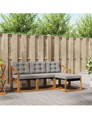 Set di divani con cuscino 4 pcs Grigio Naturale e Chiaro