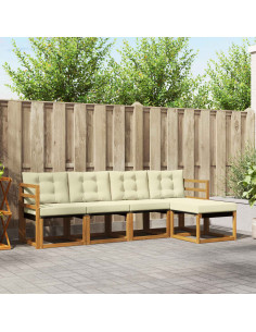 Set di divani con cuscino 5 pcs Naturale e Crema