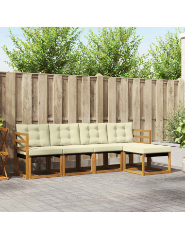 Set di divani con cuscino 5 pcs Naturale e Crema