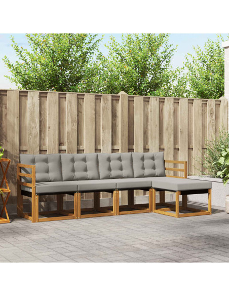 Set di divani con cuscino 5 pcs Grigio Naturale e Chiaro