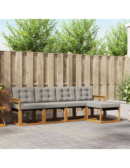 Set di divani con cuscino 5 pcs Grigio Naturale e Chiaro