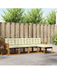 Set di divani con cuscino 5 pcs Naturale e Crema