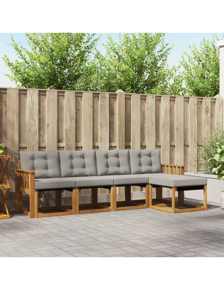 Set di divani con cuscino 5 pcs Grigio Naturale e Chiaro