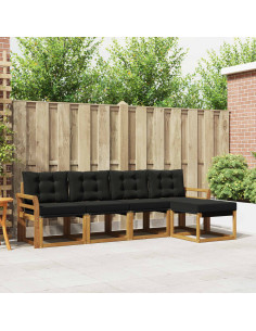 Set di divani con cuscino 5 pcs Naturale e Nero