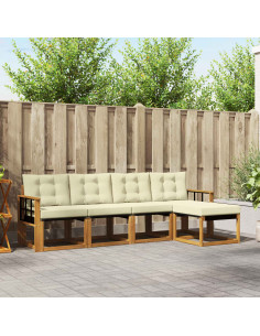 Set di divani con cuscino 5 pcs Naturale e Crema