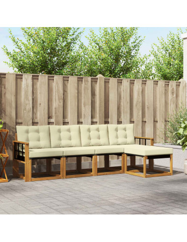 Set di divani con cuscino 5 pcs Naturale e Crema