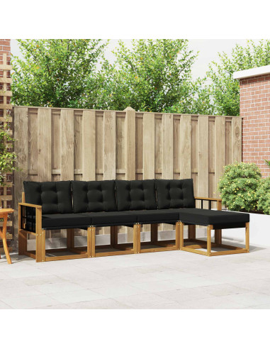Set di divani con cuscino 5 pcs Naturale e Nero