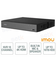 NVR 18CH IP 10MP H265 4K UHD BID VGA HDMI HD16TB ONVIF