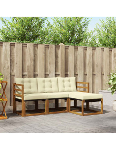 Set di divani con cuscino 4 pcs Naturale e Crema