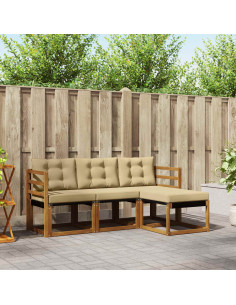 Set di divani con cuscino 4 pcs Naturale e Beige