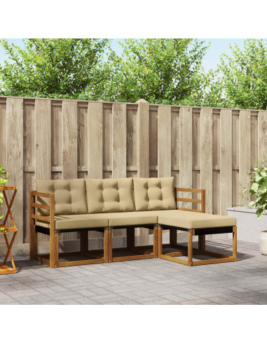 Set di divani con cuscino 4 pcs Naturale e Beige