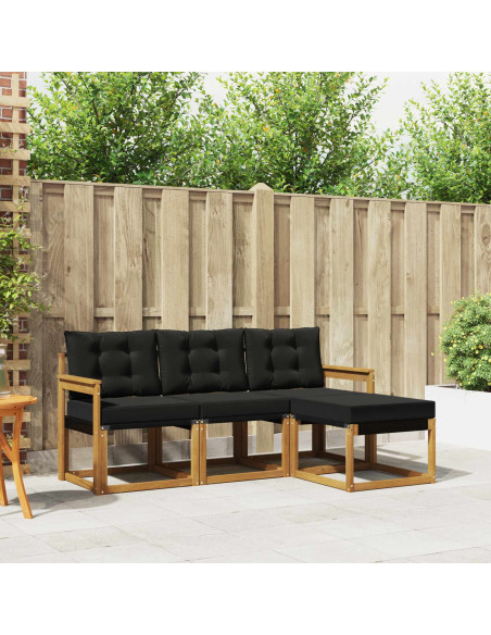 Set di divani con cuscino 4 pcs Naturale e Nero