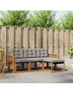 Set di divani con cuscino 4 pcs Grigio Naturale e Chiaro