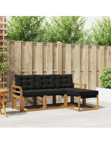 Set di divani con cuscino 4 pcs Naturale e Nero