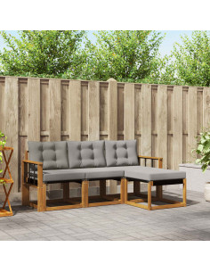 Set di divani con cuscino 4 pcs Grigio Naturale e Chiaro