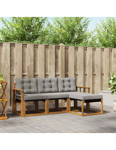 Set di divani con cuscino 4 pcs Grigio Naturale e Chiaro