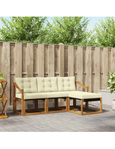 Set di divani con cuscino 4 pcs Naturale e Crema