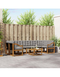 Set di divani con cuscino 8 pcs Grigio Naturale e Chiaro