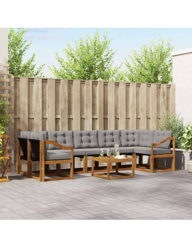 Set di divani con cuscino 8 pcs Grigio Naturale e Chiaro