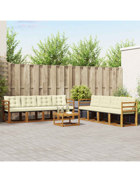 Set di divani con cuscino 9 pcs Naturale e Crema